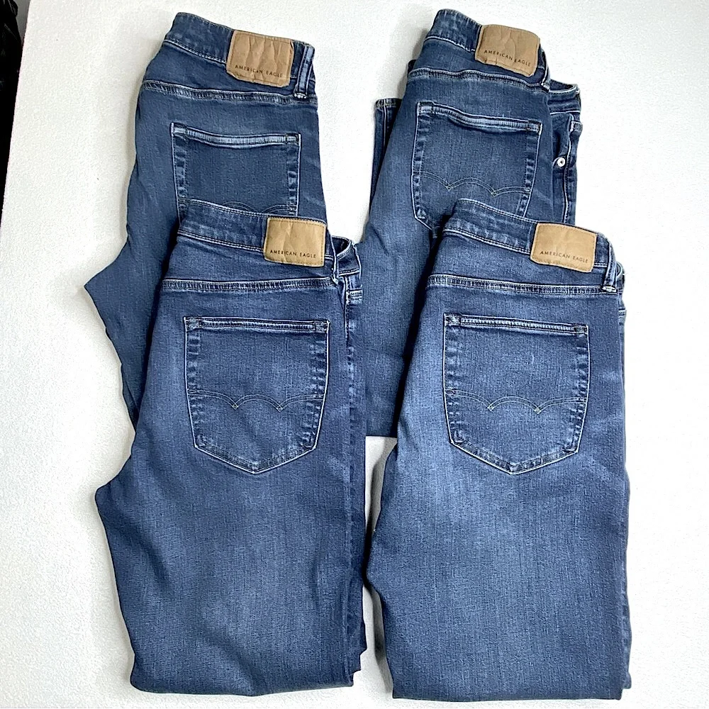 4 PAIRS American Eagle AirFlex+ Slim Straight Men’s 4 Jean BUNDLE Size (33X30) - Picture 3 of 13